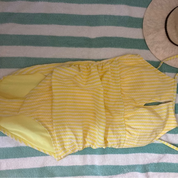 NWOT Yellow and White Striped Swimsuit - Picture 2 of 3